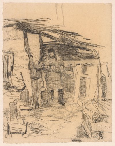 Carpenter Making a Frame for a Barn by Willem Bastiaan Tholen