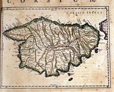 Corsica from the Atlas of Wilhelm Blaeu. Amsterdam 17th century. by Willem Blaeu