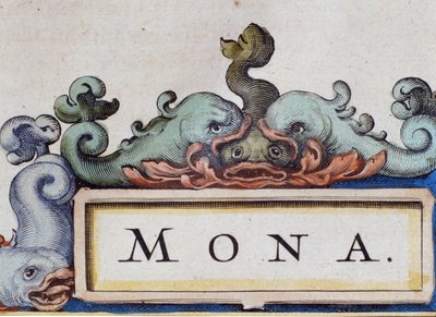 Dolphins, Roquaille-Style Frontispiece. (Detail) by Willem Blaeu