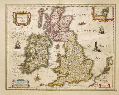 Great Britain and Ireland from Theatrum Orbis Terrarum by Willem Bleau, Amsterdam by Willem Blaeu
