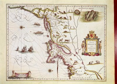 Map of Nova Belgica or New Belgium and of Anglia Nova or New England by Willem Blaeu