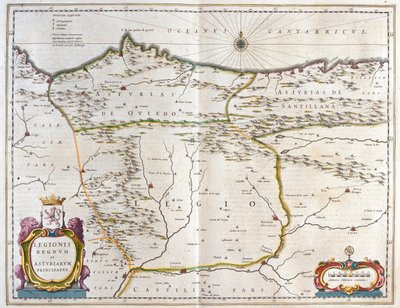 Spanish Province Asturias, Castile and León, including the towns of Oviedo, Leon, Santander, Valladolid, in 