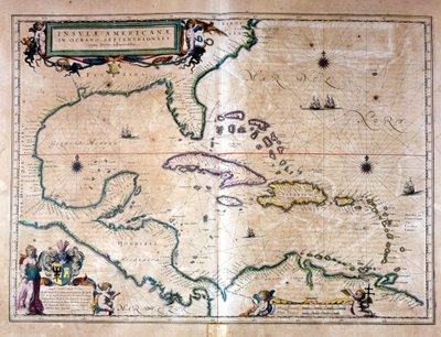 The Caribbean Sea: Gulf of Mexico and Caribbean Sea from the Atlas of Wilhelm Blaeu by Willem Blaeu