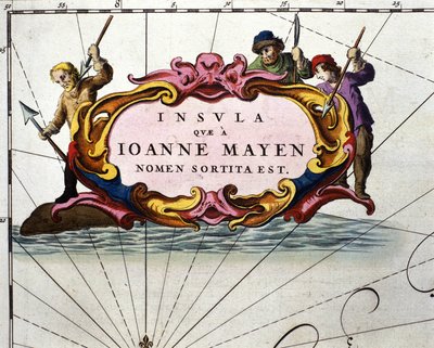 Whale hunters depicted on a board of William Blaeu