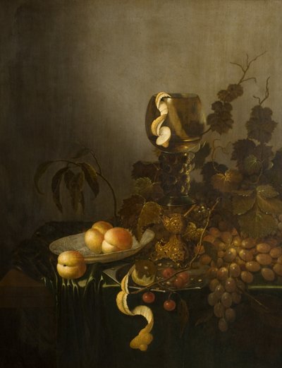 Still life with fruit and hock glass by Willem Claesz. (manner of) Heda