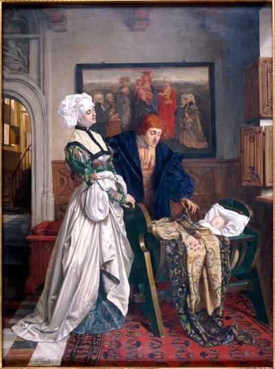 Charles V and Jeanne Vandergeynst at the Cradle of their Daughter Marguerite, 1870 by Willem Geets