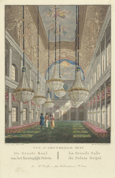 Interior of the Royal Palace Amsterdam (View of Amsterdam No.37. The Great Hall of the Royal Palace) by Willem Hendrik Hoogkamer