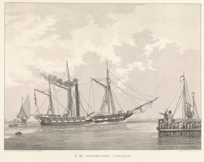 Paddle Steamer at a Quay by Willem Hendrik Hoogkamer
