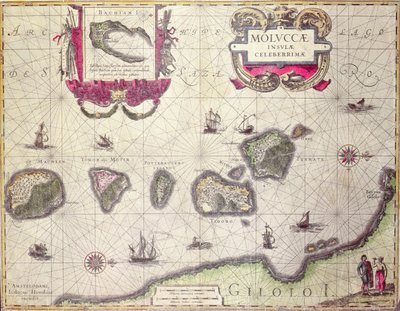 Map of The Moluccan Island, Engraved by Jodocus Hondius, 1630 by Willem Janszoon Blaeu
