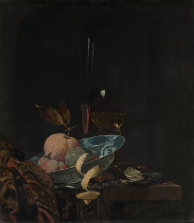 Still Life with Fruit, Glassware, and a Wanli Bowl by Willem Kalf