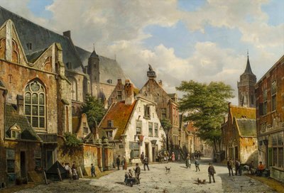 A Dutch Street Scene in Summer by Willem Koekkoek