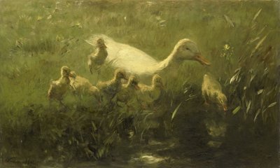 White Duck with Chicks by Willem Maris