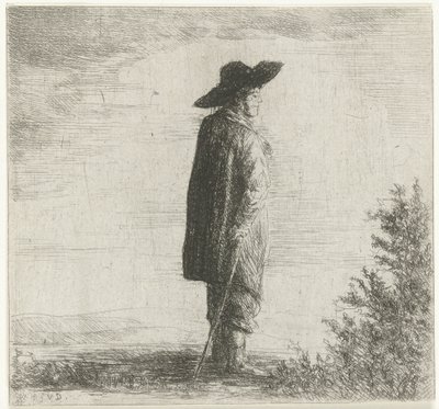Man with Hat and Stick in Landscape by Willem Matthias Jan van Dielen
