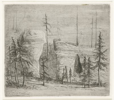 Rocky Landscape with Pine Trees, the So-Called Teufelkanzel (Teufelkantzel Baxen) by Willem Matthias Jan van Dielen
