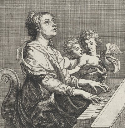 Saint Cecilia Playing the Organ with Two Putti by Willem Panneels