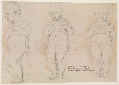 Small Boy. Three Studies after an Antique Sculpture; Left Side View, Front View Half Turned to the Left, and Front View by Willem Panneels