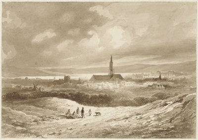 View from the Hills on a City by a Lake by Willem Pieter Hoevenaar