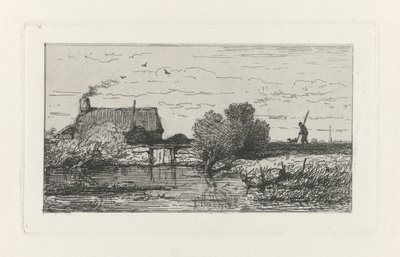 View of a Farm by the Water by Willem Roelofs (I)