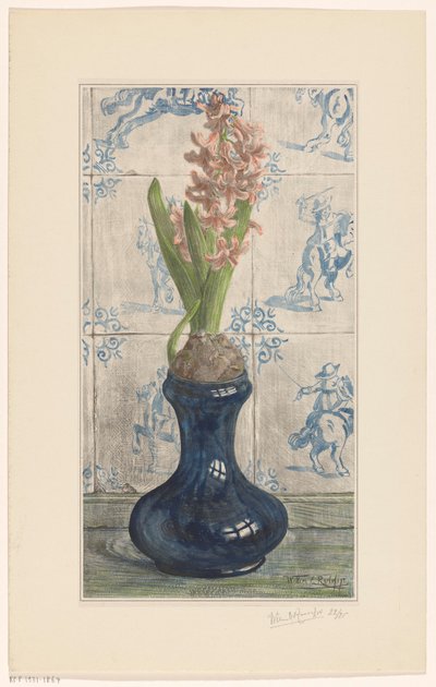 Hyacinth in a Glass Vase by Willem Roelofs (II) (signed by artist)