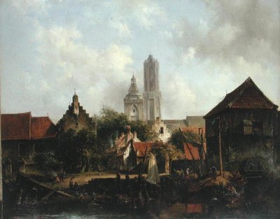 Canal Scene with Utrecht by Willem Roelofs