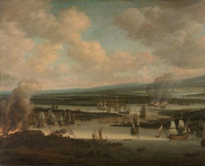 Burning of the English Fleet near Chatham (19-24 June 1667) by Willem Schellinks