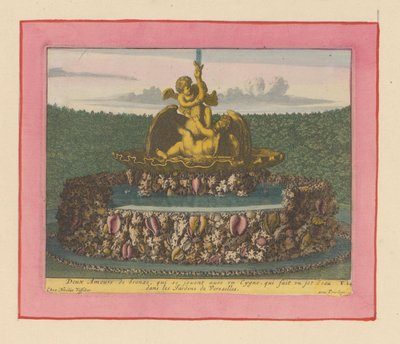 Fountain with Two Putti Playing with a Swan by Willem Swidde