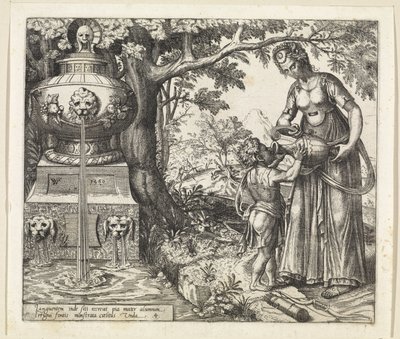 Hagar gives Ishmael a drink (History of Hagar and Ishmael) by Willem Thibaut