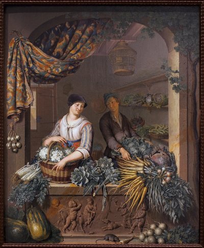 A Vegetable Salesman by Willem Van Mieris