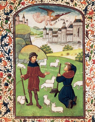 Annunciation to the Shepherds (miniature) by Willem Vrelant