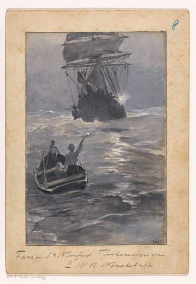 Boys Signaling to a Ship from a Sinking Rowboat by Ludwig Willem Reymert Wenckebach
