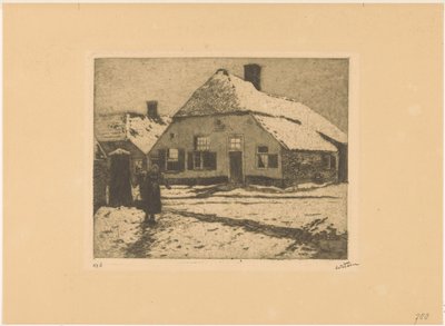 Snow-Covered Houses on a Road in Ede by Willem Witsen (signed by artist)