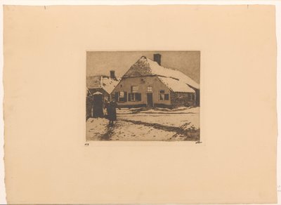 Snow-Covered Houses on a Road in Ede by Willem Witsen (signed by artist)