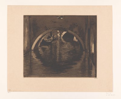 View Under a Bridge with Two Rowboats by Willem Witsen (signed by artist)