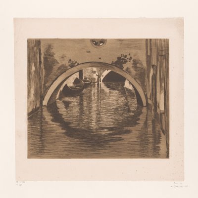 View Under a Bridge with Two Rowboats by Willem Witsen (signed by artist)