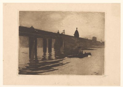 View of Charing Cross Bridge in London by Willem Witsen (signed by artist)