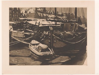 View of Moored Ships in the Oudeschans in Amsterdam by Willem Witsen (signed by artist)