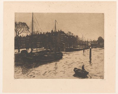 View of the Leuvehaven in Rotterdam by Willem Witsen (signed by artist)