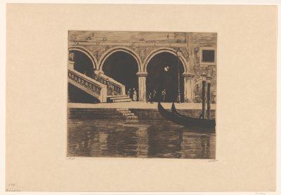 View of the Steps to the Rialto Bridge in Venice by Willem Witsen (signed by artist)