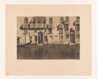 View of facades and mooring posts along the Canale Grande in Venice by Willem Witsen (signed by artist)