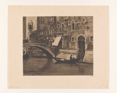 Gondola by a Bridge Over a Canal in Venice by Willem Witsen (signed by artist)