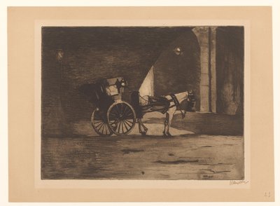 Carriage under Waterloo Bridge in London by Willem Witsen (signed by artist)
