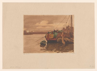 Barges in the IJ in Amsterdam by Willem Witsen (signed by artist)