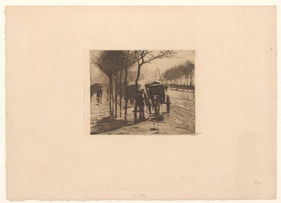 Waiting Carriages on the Victoria Embankment in London by Willem Witsen (signed by artist)