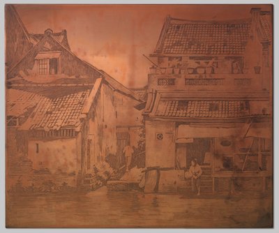 Batavia. Houses by the Kali, Washerwoman at the Steps of a House on the Right by Willem Arnoldus Witsen