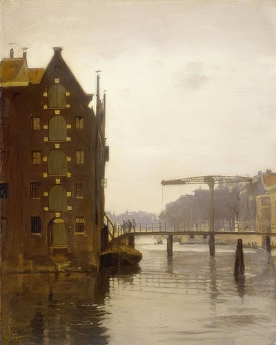 Warehouse on an Amsterdam Canal (Pakhuizen aan een Amsterdamse gracht op Uilenburg) by Willem Arnoldus Witsen