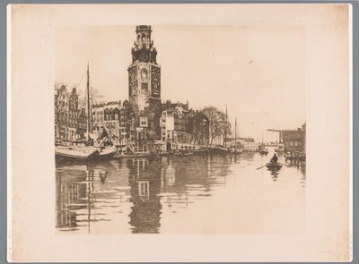 View of the Montelbaanstoren in Amsterdam by Willem Arnoldus Witsen