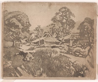 Houses in the Kampong with the Salak and Gedeh Volcanoes in the Background, Buitenzorg by Willem Arnoldus Witsen