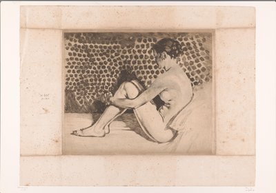 Nude, Sitting on a Divan with Knees Drawn Up by Willem Arnoldus Witsen