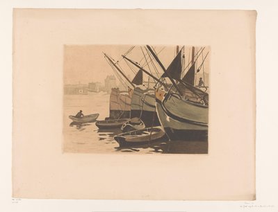 Boats in the IJ with the Lutheran Church by Willem Arnoldus Witsen