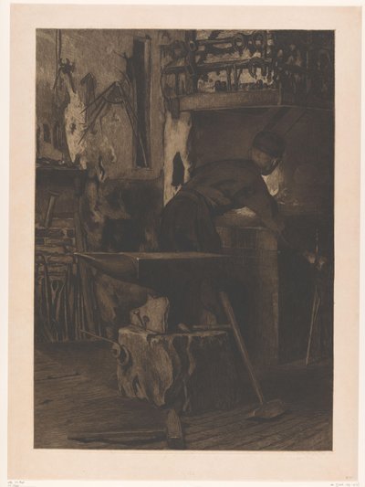 Blacksmith at the Fire in a Smithy in Wijk bij Duurstede by Willem Arnoldus Witsen